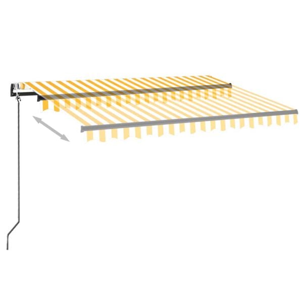 vidaXL Toldo autom&aacute;tico LED sensor de viento amarillo blanco 350x250cm