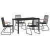 vidaXL Conjunto de Comedor de Jardín 5 pcs Negro Ratana de PVC