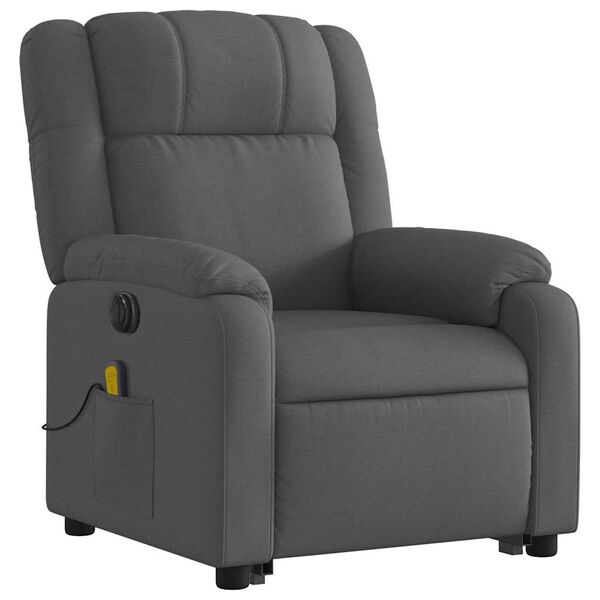 vidaXL Sillón de masaje eléctrico reclinable elevable tela gris oscuro