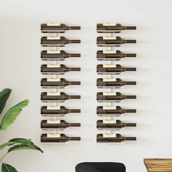 vidaXL Botellero de pared para 9 botellas 2 unidades hierro blanco