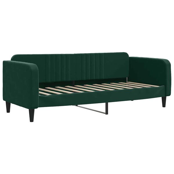 vidaXL Sof&aacute; cama con colch&oacute;n terciopelo verde oscuro 80x200 cm