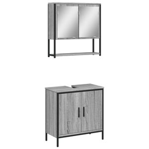 vidaXL Set de muebles de ba&ntilde;o 2 pzas madera contrachapada gris sonoma