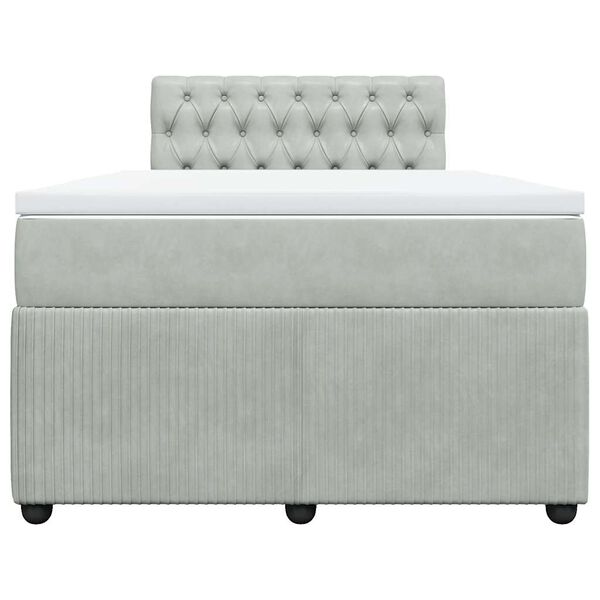 vidaXL Cama box spring con colch&oacute;n terciopelo gris claro 120x200 cm