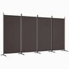 vidaXL Biombo divisor de 4 paneles de tela marr&oacute;n 346x180 cm