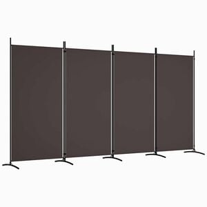 vidaXL Biombo divisor de 4 paneles de tela marr&oacute;n 346x180 cm