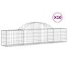 vidaXL Cestas de gaviones 10 uds forma de arco hierro 200x30x40/60 cm