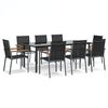 vidaXL Juego de comedor para jard&iacute;n 9 piezas acero y textilene negro