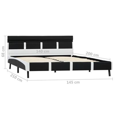 vidaXL Estructura de cama con LED de cuero sintético negro 140x200 cm