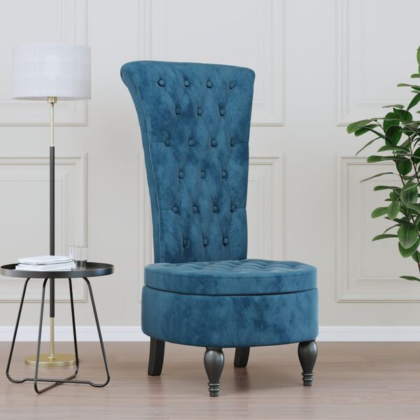 vidaXL Sill&oacute;n de respaldo alto con botones terciopelo azul