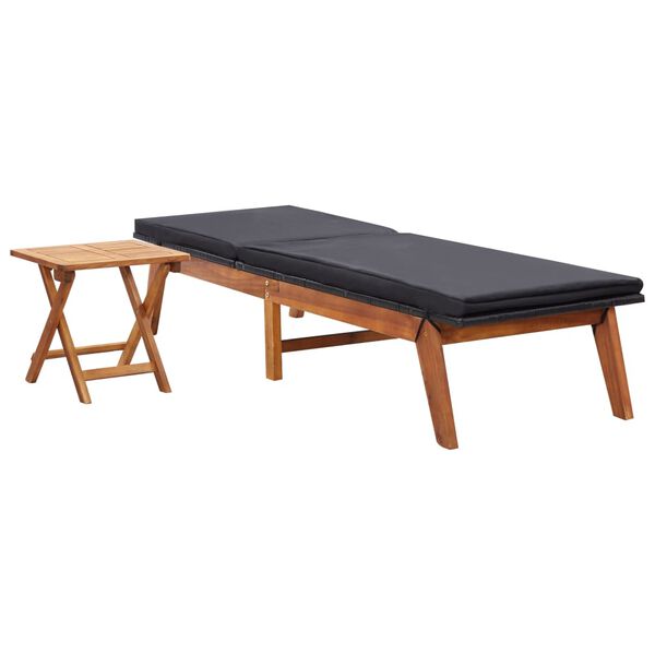 vidaXL Tumbona con mesa rat&aacute;n sint&eacute;tico y madera maciza de acacia