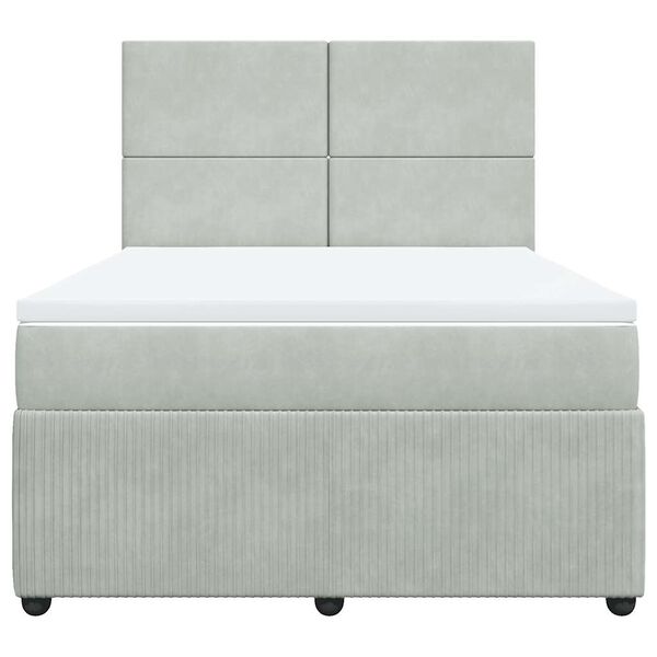 vidaXL Cama box spring con colch&oacute;n terciopelo gris claro 140x190 cm