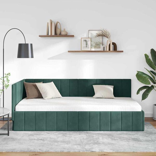 vidaXL Estructura de cama en esquina Verde oscuro 100 cm x 200 cm