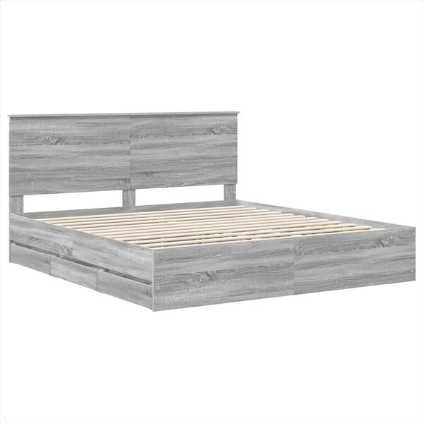 vidaXL Estructura de cama Gris Sonoma 200 x 200 cm Madera Ingenieril