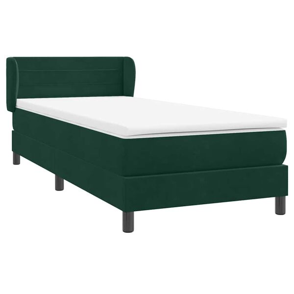 vidaXL Cama box spring con colch&oacute;n terciopelo verde oscuro 90x220 cm