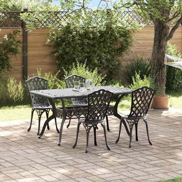 vidaXL Conjunto de Comedor de Jard&iacute;n 5 pcs Negro Aluminio