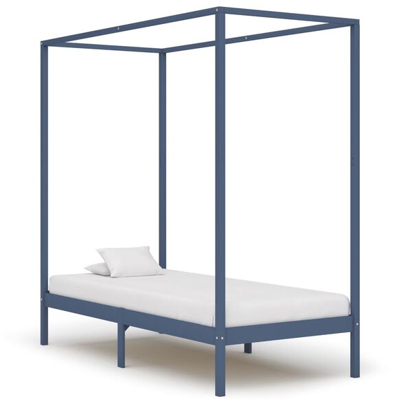 vidaXL Cama con dosel sin colchón madera maciza gris 90x200 cm