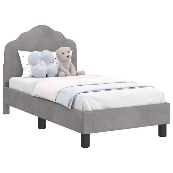 vidaXL Estructura de cama para niños pequeños con cabecera Gris Claro