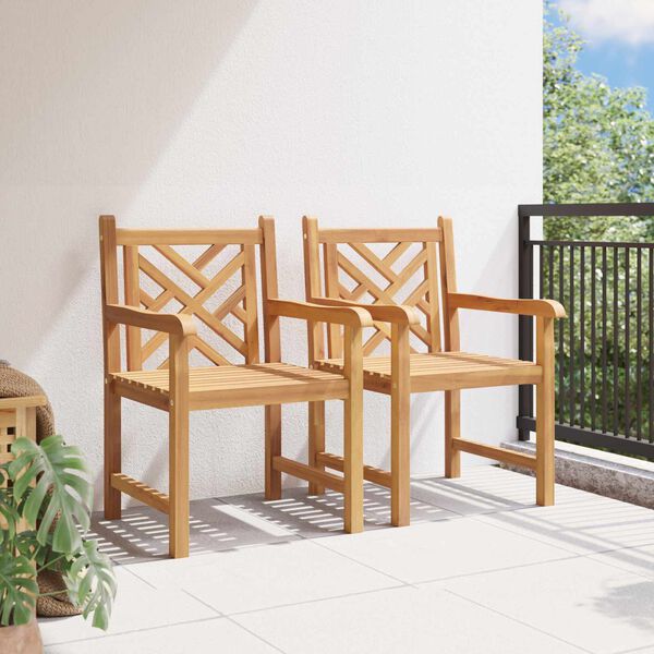 vidaXL Silla de Jard&iacute;n 2 pcs 60 x 58 x 90 cm Madera de teca maciza