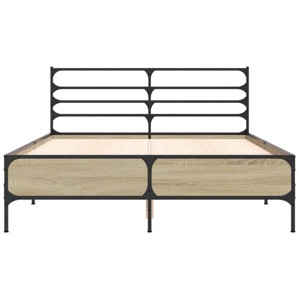 vidaXL Estructura cama madera ingenier&iacute;a metal roble Sonoma 120x190 cm