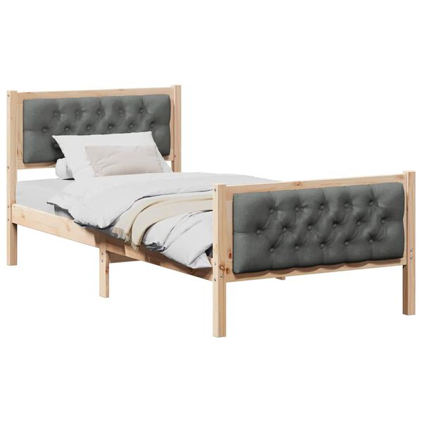 vidaXL Estructura de cama con cabecera Gris oscuro 90 x 200 cm
