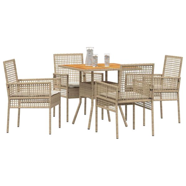 vidaXL Conjunto de Comedor de Jard&iacute;n 5 pcs Beige rat&aacute;n sint&eacute;tico