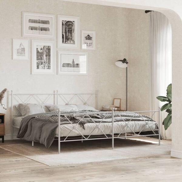 vidaXL Estructura cama sin colchón con estribo metal blanco 180x200 cm