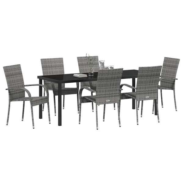 vidaXL Conjunto de Comedor de Jard&iacute;n 7 pcs Gris