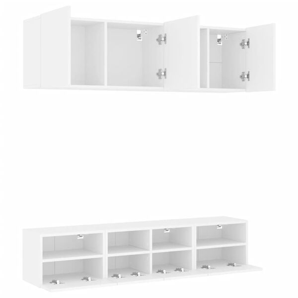 vidaXL Muebles de TV de pared 5 piezas madera de ingenier&iacute;a blanco