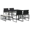 vidaXL Set de comedor de jard&iacute;n 9 pzas y cojines rat&aacute;n sint&eacute;tico negro