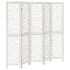 vidaXL Biombo separador de 5 paneles madera maciza Paulownia blanco