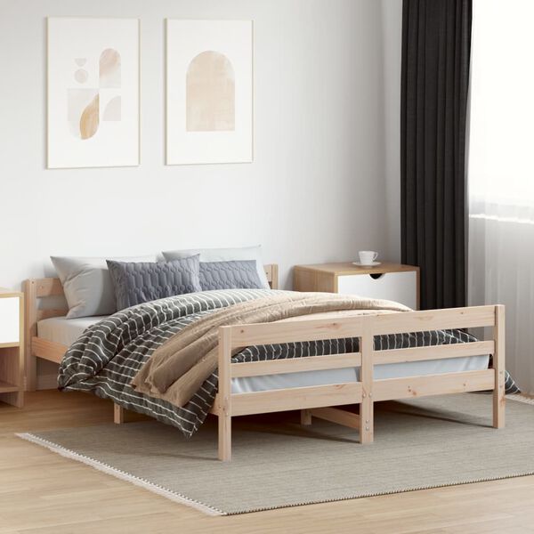 vidaXL Estructura de cama sin colch&oacute;n madera de pino maciza 120x200 cm
