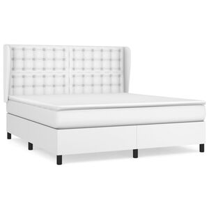 vidaXL Cama box spring con colch&oacute;n cuero sint&eacute;tico blanco 180x200 cm