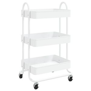 vidaXL Carrito de cocina 3 niveles acero blanco 43x34x79 cm