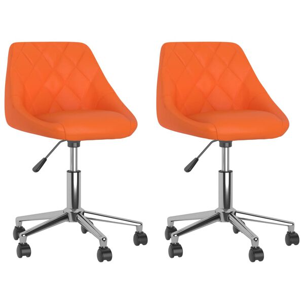 vidaXL Sillas de comedor giratorias 2 uds cuero sint&eacute;tico naranja