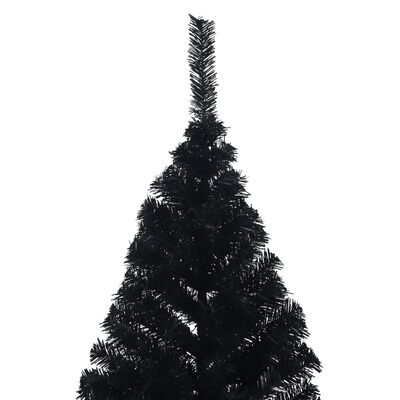 vidaXL Medio árbol de Navidad artificial con soporte PVC negro 180 cm