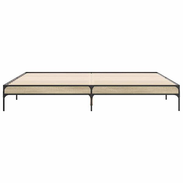 vidaXL Estructura cama madera ingenier&iacute;a metal roble Sonoma 200x200 cm