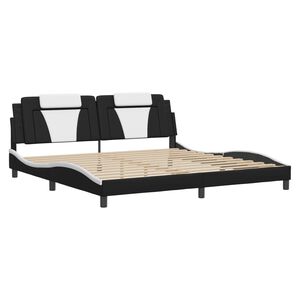 vidaXL Estructura de cama Viana con LED sin colch&oacute;n negro blanco 200x200 cm