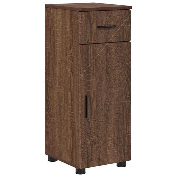 vidaXL Gabinete de Ba&ntilde;o con caj&oacute;n Roble Marr&oacute;n 30 x 35 x 80 cm