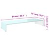vidaXL Mueble TV/Elevador de monitor cristal verde 90x30x13 cm