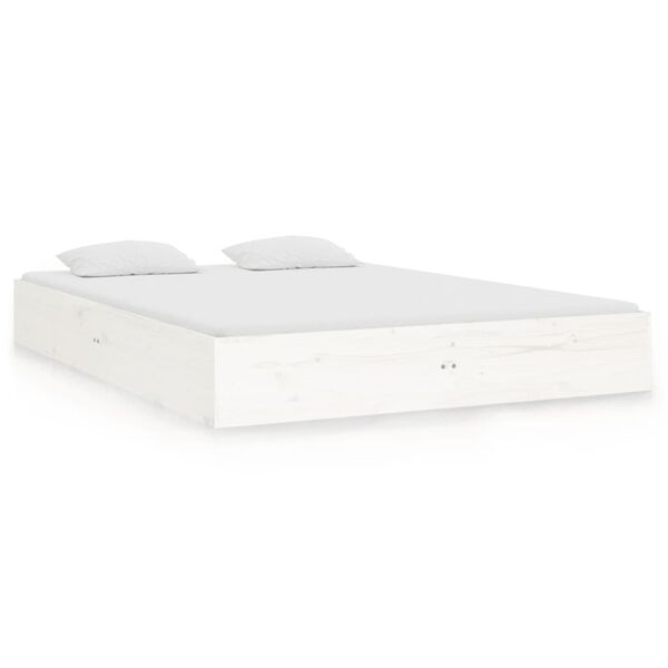 vidaXL Estructura de cama doble sin colch&oacute;n madera blanco 135x190 cm