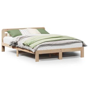 vidaXL Estructura de cama sin colch&oacute;n madera de pino blanco 150x200 cm