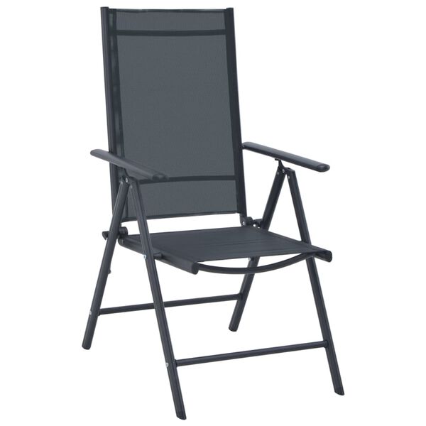 vidaXL Mesa y sillas bistr&oacute; de jard&iacute;n 3 pzs aluminio y textilene negro