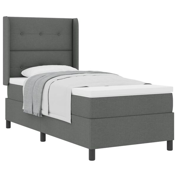 vidaXL Cama tipo Box Spring con colch&oacute;n Gris oscuro 190 x 90 cm tela