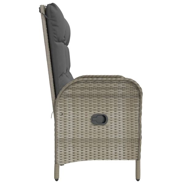 vidaXL Banco de jardín reclinable con cojines ratán PE gris 107 cm