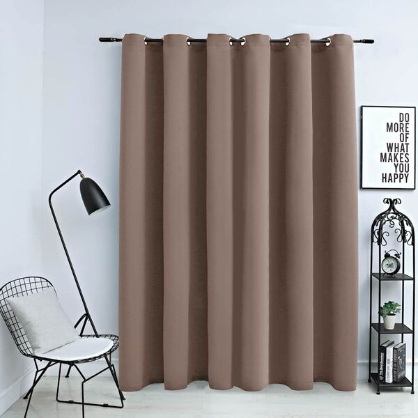 vidaXL Cortina opaca con anillas de metal gris topo 290x245 cm