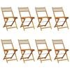 vidaXL Sillas plegables, 8 unidades, color beige, polirat&aacute;n y madera maciza.