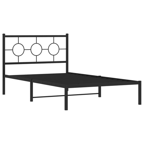 vidaXL Estructura cama sin colch&oacute;n con cabecero metal negro 107x203 cm