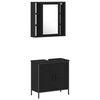 vidaXL Juego de muebles de ba&ntilde;o 4 pcs Negro Madera contrachapada