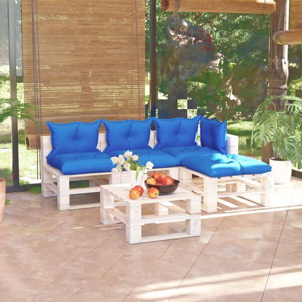 vidaXL Muebles de jard&iacute;n de palets 5 pzas con cojines madera de pino