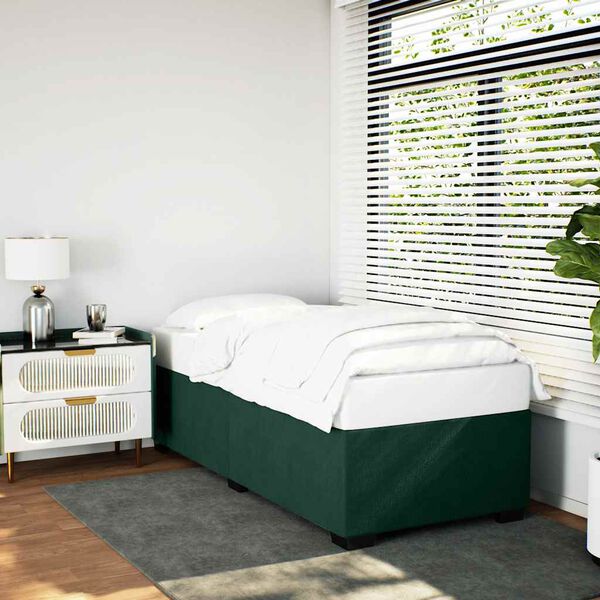 vidaXL Estructura cama sin colch&oacute;n terciopelo verde oscuro 100x200 cm